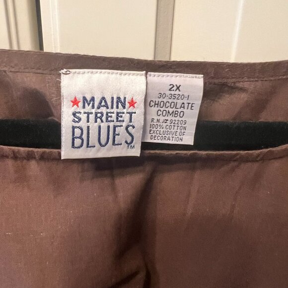 MAIN STREET BLUES Brown & Tan Embroidered Tunic Blouse (Size 2X) - Picture 2 of 9
